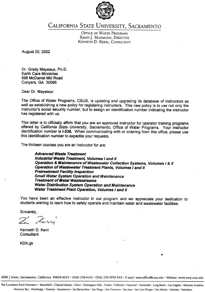 Authorized Instructor Certification Letter 2